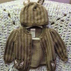 Squirrel cardigan and matching hat